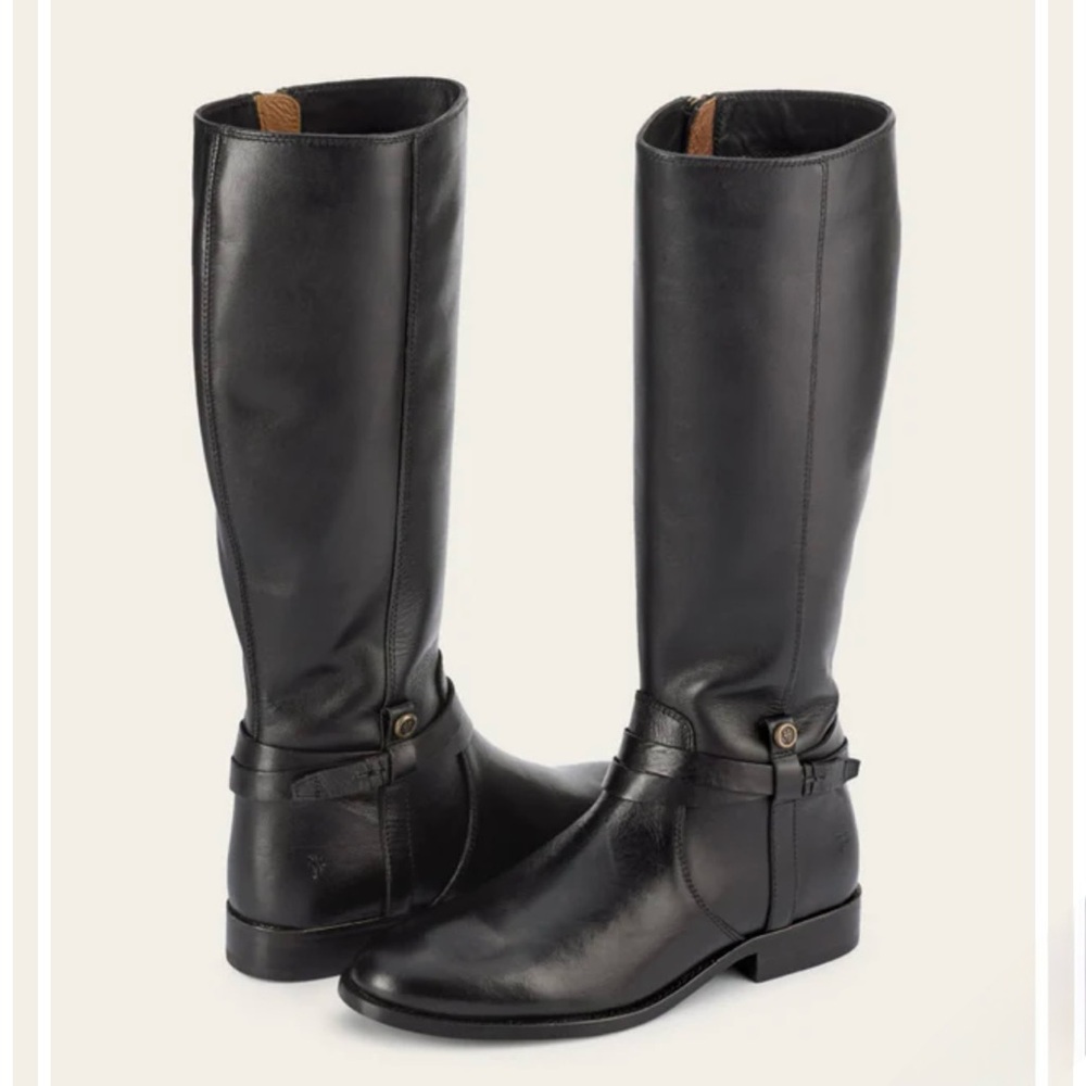 🖤🆕Frye Melissa Belted Tall Black Classic Riding Boots, 7🖤